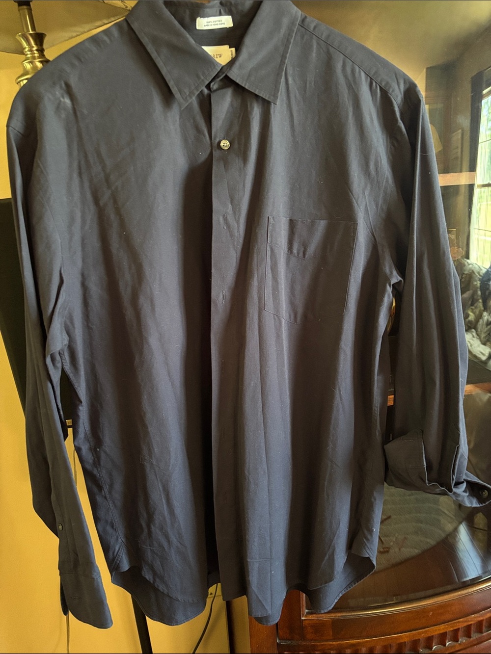 J-Crew Men's Black Dress Shirt, Van Heusen Navy Dress Shirt-Point Collar